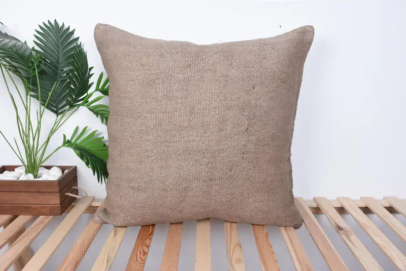 Rustic Cushion Cover, Pillow Case, 28x28 Brown Cushion, Outdoor Pillow Case, Handmade Kilim Cushion, Home Decor Pillow, Kilim Cushion Sham - 1