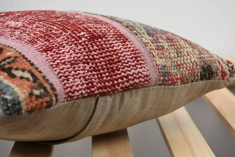 Cushion Cover, Authentic Cushion, Anatolian Cushion, Kilim Cushion Sham, Kilim Pillow Cover, 14x14 Red Pillow, Vintage Kilim Throw Pillow - 5
