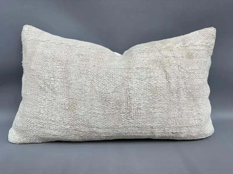 Vintage Throw Cushion Cover, Pillow, 12x20 Beige Cushion Cover, Turkish Corner Pillow Cover, Throw Kilim Pillow, Home Decor Pillow, Vintage Pillow - 1