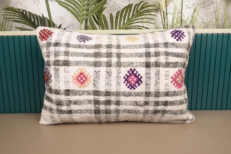 Geometric Throw Pillow Case, Gift 16x24 inch LuxuryPurple Wool Pillowcase - 1