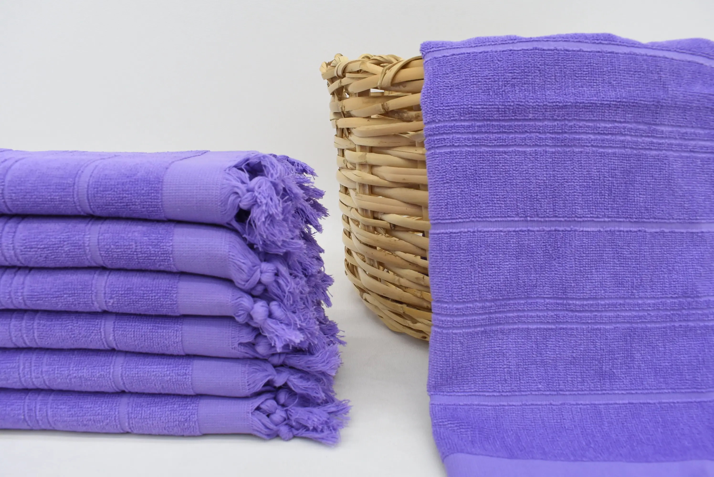 Turkish Tea Towel Monogram Kitchen Towel Purple Striped Terry Towel, 40x18 Inches - 1