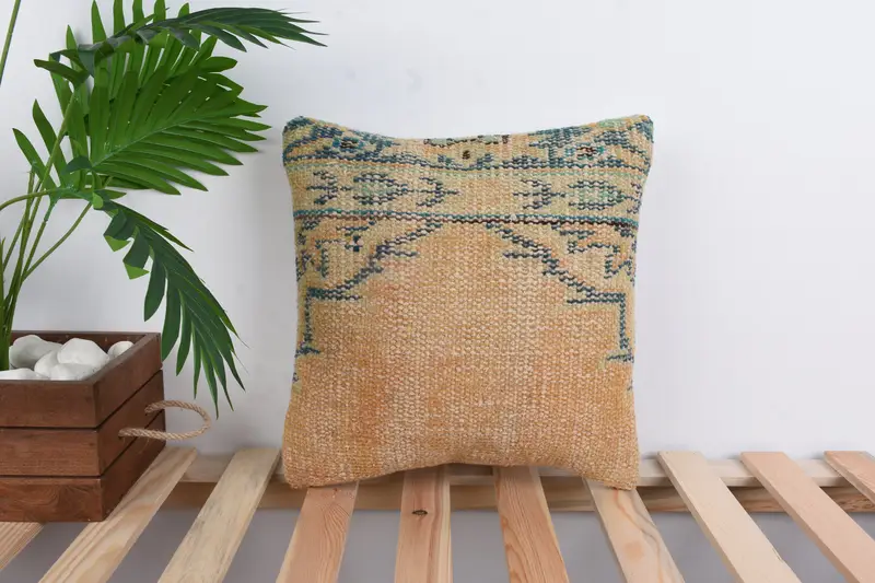 Throw Kilim Pillow, Decorative Throw Pillow, Boho Pillow, Home Decor Pillow, Cushion Case, Bench Pillow Cover, 14x14 Red Cushion Cover - 1