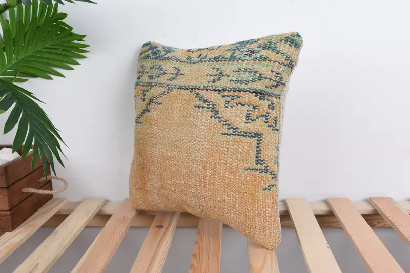 Throw Kilim Pillow, Decorative Throw Pillow, Boho Pillow, Home Decor Pillow, Cushion Case, Bench Pillow Cover, 14x14 Red Cushion Cover - 5