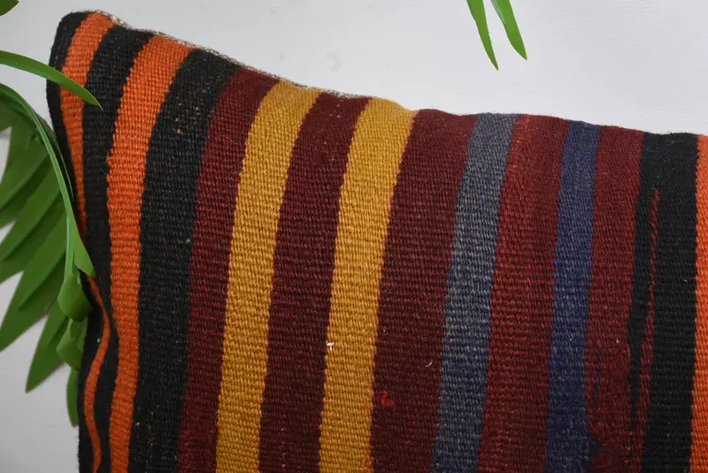Sofa Pillow Sham, Handmade Kilim Cushion, Home Decor Pillow, 12x24 Orange Pillow, Turkish Pillow, Pillow Cover, Natural Pillow Sham - 2