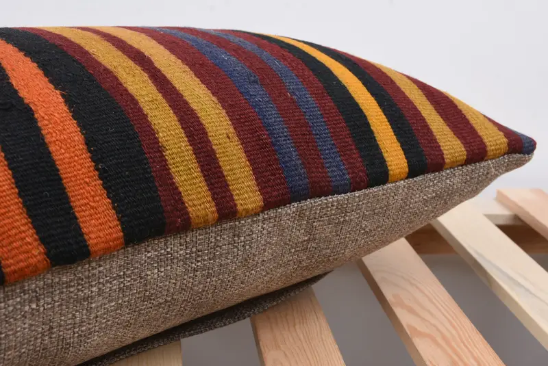 Sofa Pillow Sham, Handmade Kilim Cushion, Home Decor Pillow, 12x24 Orange Pillow, Turkish Pillow, Pillow Cover, Natural Pillow Sham - 7