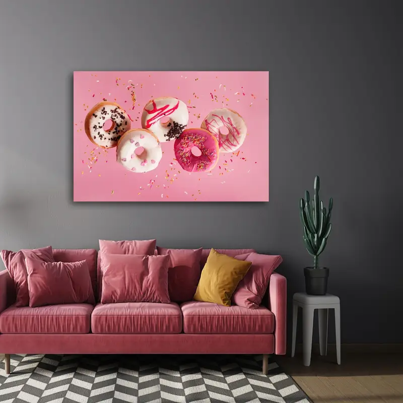 Elegant Printed Glass: Pink Doughnuts Theme for Modern Kitchens