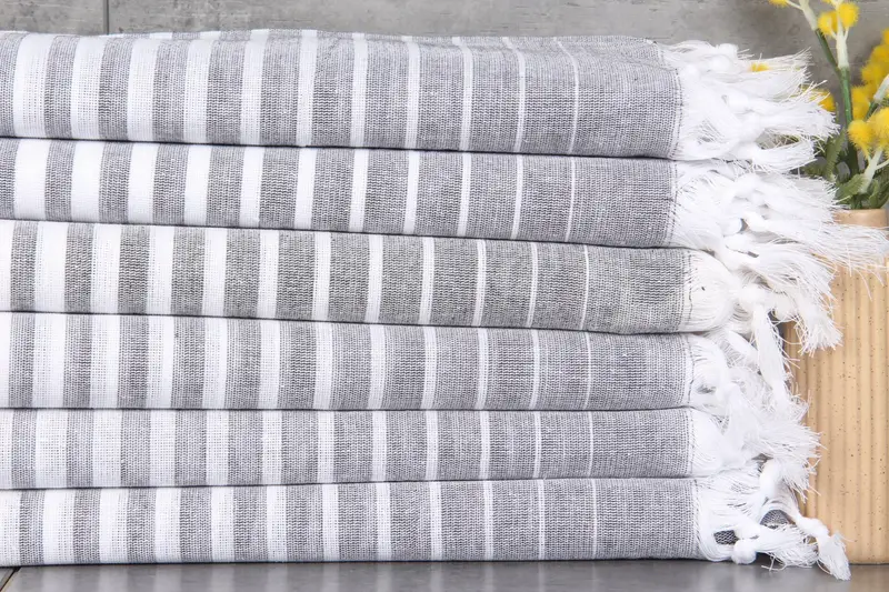 Monogrammed Beach Towel Personalized Turkish Cotton White-Dark Gray, 40x69 Inches