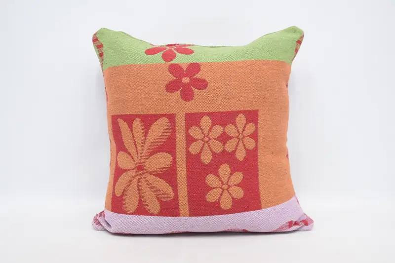 Retro Throw Cushion, Vintage Pillow, 28x28 Orange Pillow Case, Cushion Case, Home Decor Pillow, Kilim Pillow Cover, Nautical Throw Pillow Sham - 1