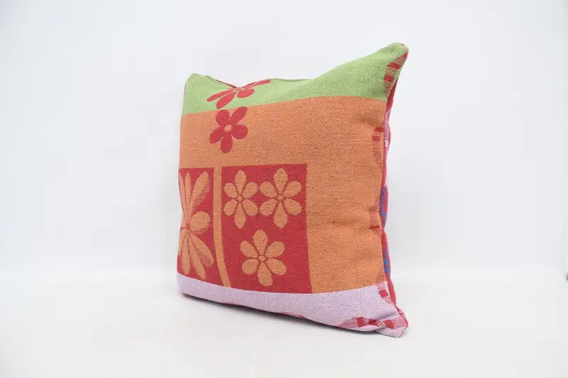 Retro Throw Cushion, Vintage Pillow, 28x28 Orange Pillow Case, Cushion Case, Home Decor Pillow, Kilim Pillow Cover, Nautical Throw Pillow Sham - 4