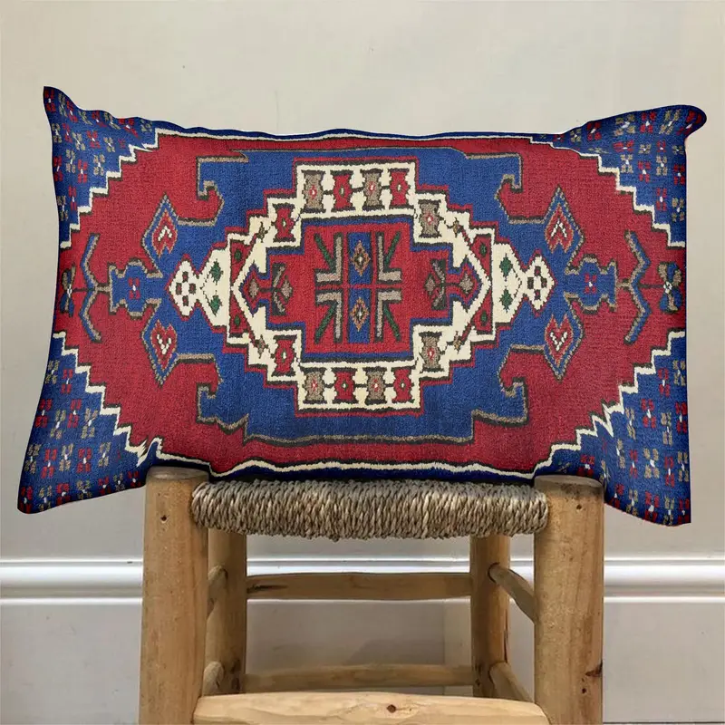 Besticktes Chenille-Wurfkissen, Vintage-Kissen aus Rotbronze