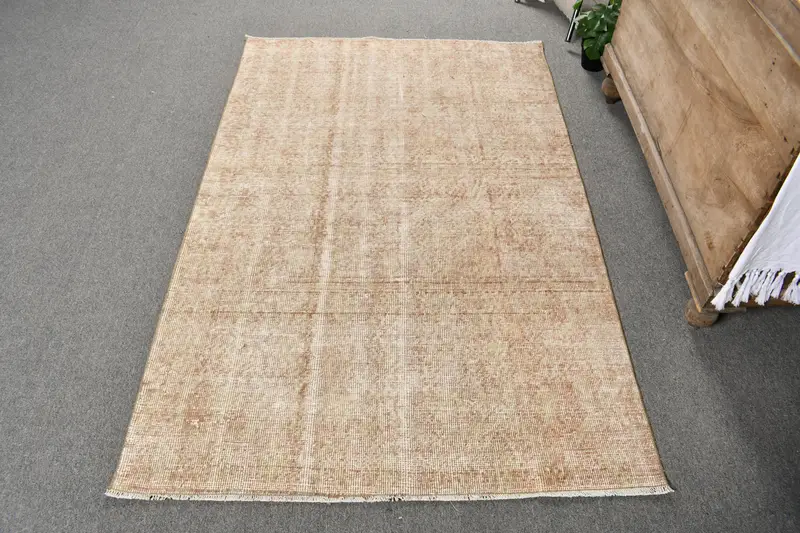 Türk Vintage Halısı 3,5x5,5 ft (108x167 cm), Kahverengi İkat Yün Halı - 1