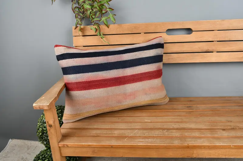 Kilim Pillow Cover, Meditation Cushion Case, Pillow Case, 16x24 Beige Cushion Case, Pillow for Sofa, Sofa Bolster Cushion Case, Pillow for Couch - 1