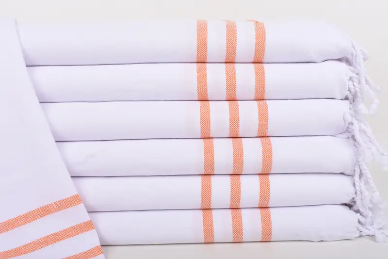 Wedding Gift Towel, Bath Towel, Orange Striped, 24x40 Inches