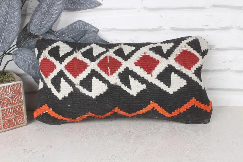 8x16 Brown Pillow Case, Cushion Cover, Ethnical Kilim Rug Pillow, Morroccon Kilim Cushion Pillow Sham, Turkish Kilim Pillow, Throw Kilim Pillow - 1
