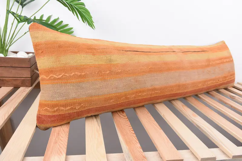 Kilim Pillow Cover, Comfy Throw Cushion Cover, Home Decor Pillow, Cushion Cover, Seat Cushion, 12x43 Orange Pillow Case, Gift Pillow, Chair Pillow - 4