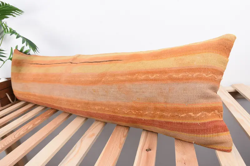 Kilim Pillow Cover, Comfy Throw Cushion Cover, Home Decor Pillow, Cushion Cover, Seat Cushion, 12x43 Orange Pillow Case, Gift Pillow, Chair Pillow - 5