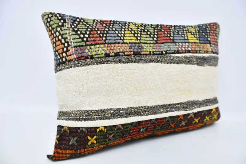 Vintage Pillow, Vintage Kilim Pillow, 20x28 White Pillow Cover, Ethnic Throw Cushion Cover, Pillow Sham, Authentic Cushion Case, Kilim Pillow Cover - 3