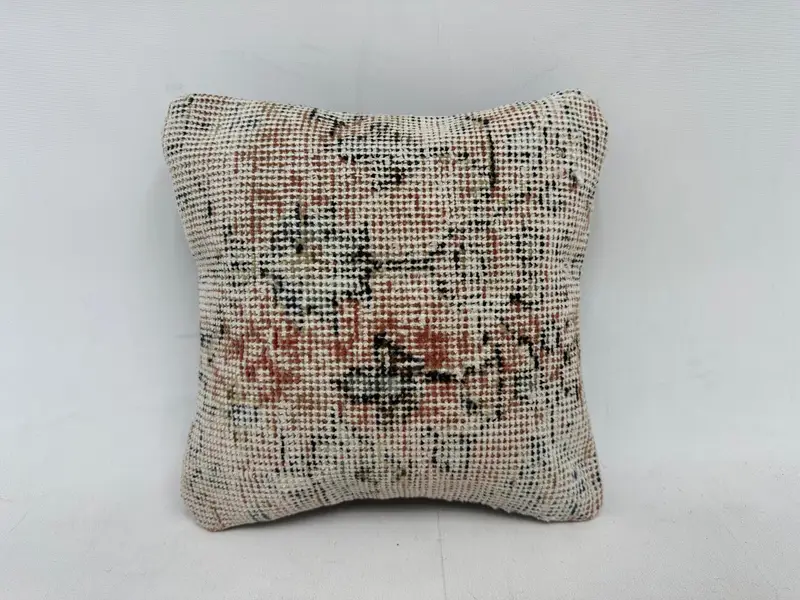 Boho Pillow, 12x12 Beige Pillow, Tribal Pillow Cover, Vintage Kilim Throw Pillow, Pillow for Couch, Cushion Case, Aesthetic Cushion - 1