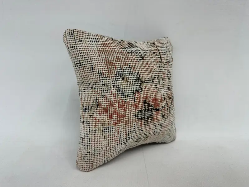 Boho Pillow, 12x12 Beige Pillow, Tribal Pillow Cover, Vintage Kilim Throw Pillow, Pillow for Couch, Cushion Case, Aesthetic Cushion - 3
