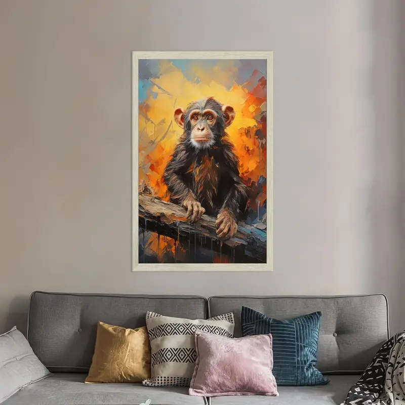 Elegantes Glas mit Affendruck: Modern, wild und abstrakt