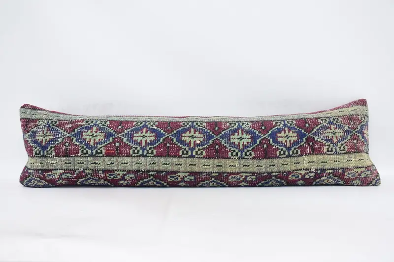 Vintage Kilim Pillow, Ottoman Pillow Sham, 12x48 Red Pillow, Pillow Cover, Interior Designer Pillow, Antique Pillows, Outdoor Cushion Cover - 1