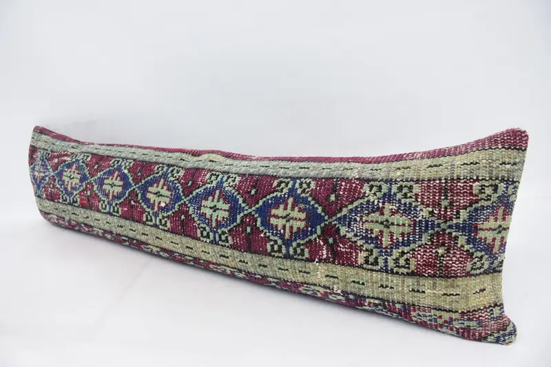 Vintage Kilim Pillow, Ottoman Pillow Sham, 12x48 Red Pillow, Pillow Cover, Interior Designer Pillow, Antique Pillows, Outdoor Cushion Cover - 4