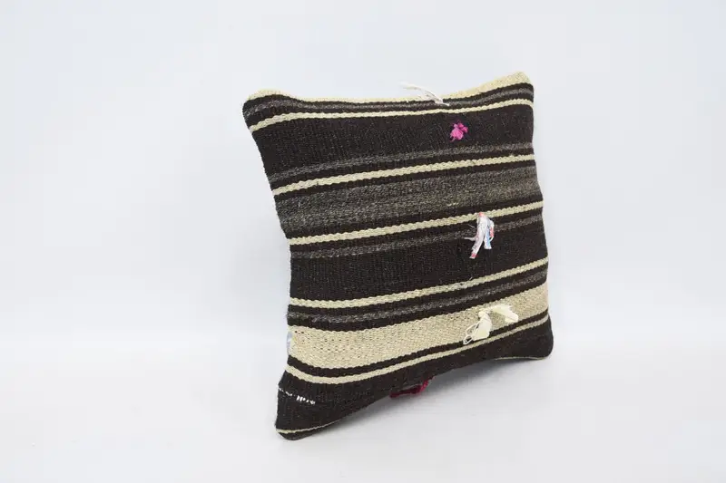 12x12 Brown Pillow Case, Kilim Pillow Cover, Boho Pillow, Boho Throw Pillow Sham, Pillow, Aesthetic Pillow Sham, Vintage Kilim Throw Pillow - 3