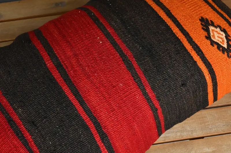 Handmade Kilim Cushion, Cushion Cover, Pillow for Couch, Custom Pillow Case, Designer Throw Pillow Sham, Vintage Pillow, 16x24 Red Pillow Sham - 3