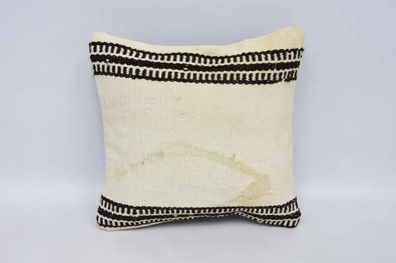 Striped Vintage Small Square Pillow Sham, 12x12 inch White Living Room Gift Pillow - 1