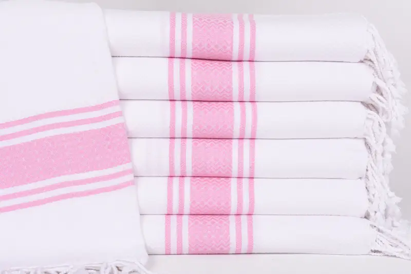 Personalized Wedding Gift Pink Striped Bath Towel, Organic Cotton, 70x40 Inches