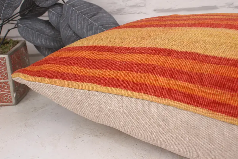 Boho Pillow Sham Cover, Home Decor Pillow, 16x24 Orange Pillow Case, Throw Kilim Pillow, Cushion Cover, Art Deco Cushion Cover, Lounge Throw Cushion - 6