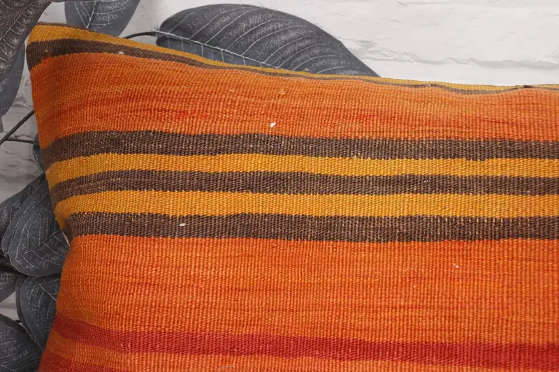 Boho Pillow Sham Cover, Home Decor Pillow, 16x24 Orange Pillow Case, Throw Kilim Pillow, Cushion Cover, Art Deco Cushion Cover, Lounge Throw Cushion - 2