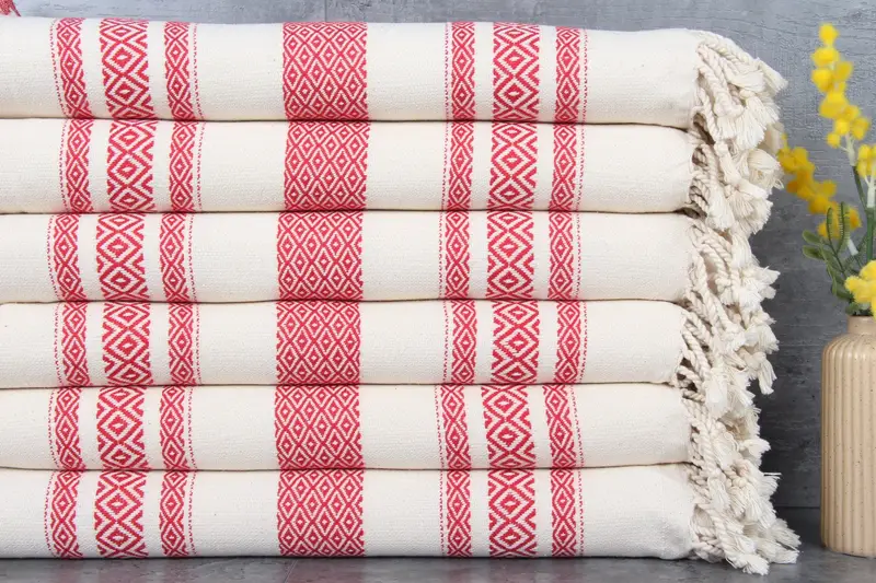 Wholesale Turkish Towel Organic Cotton Diamond Red, 36x71 Inches