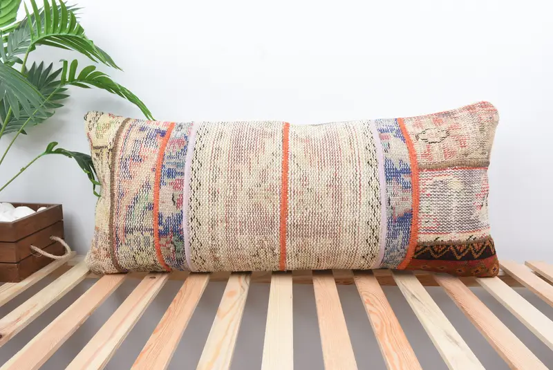 16x36 Blue Cushion Cover, Cushion Cover, Turkish Pillow, Pillow for Sofa, Accent Throw Pillow Sham, Antique Pillows, Anatolian Cushion - 1