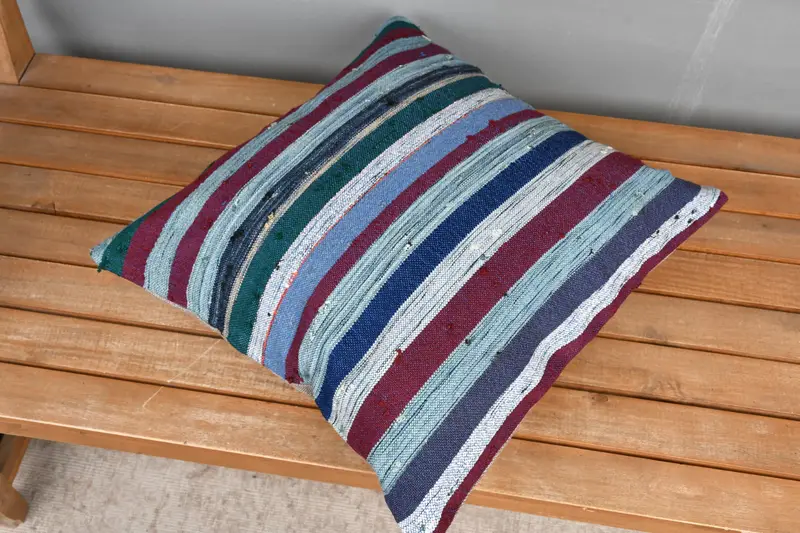 Morroccon Kilim Cushion Cushion, Boho Pillow, Pillow Cover, 18x18 Blue Pillow Case, Ethnical Kilim Rug Pillow, Pillow for Couch - 2