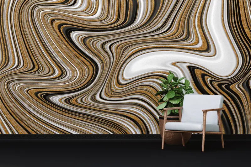 Zarif Altın Mermer Pırıltılı Lüks Baskılı Duvar Kağıdı