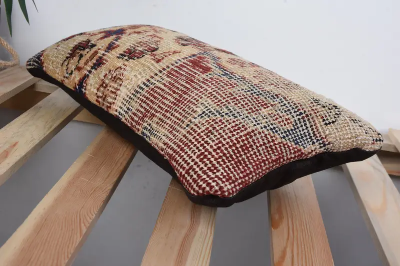Boho Pillow Sham Cover, 8x16 Beige Cushion, Cushion Case, Nomadic Cushion Cover, Accent Throw Pillow Case, Handmade Kilim Cushion, Home Decor Pillow - 6