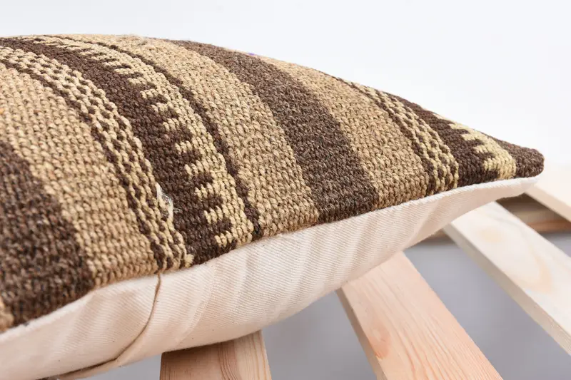 12x12 Beige Cushion Cover, Pillow Case, Handmade Kilim Cushion, Yoga Pillow Sham, Pillow for Couch, Knitted Cushion Case, Interior Designer Pillow - 7