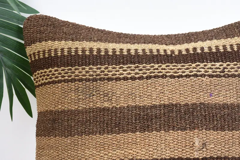12x12 Beige Cushion Cover, Pillow Case, Handmade Kilim Cushion, Yoga Pillow Sham, Pillow for Couch, Knitted Cushion Case, Interior Designer Pillow - 2
