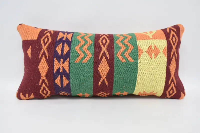 Geometrisches Vintage-Geschenkkissen, roter 12x24 Zoll Wollkissenbezug - 1