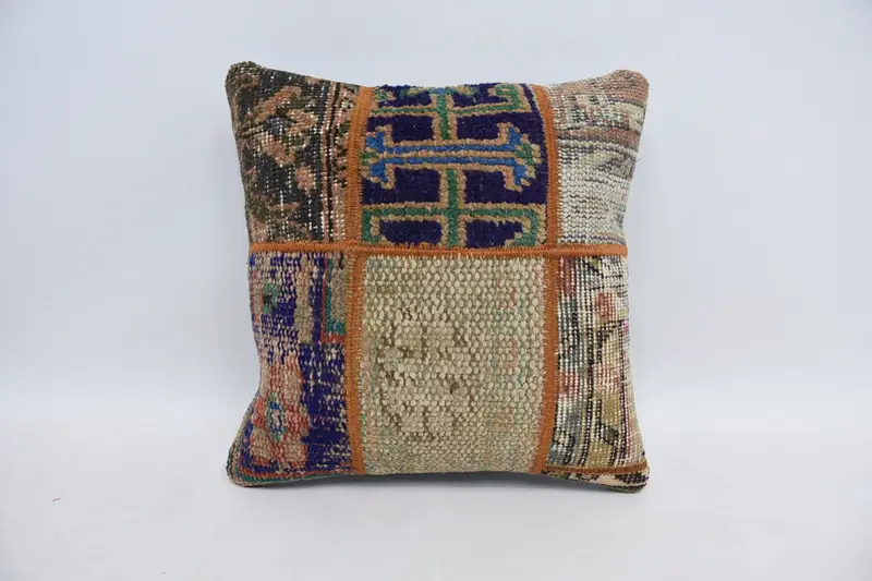 Boho Pillow Sham Cover, Pet Pillow Cover, Cushion Cover, Boho Pillow, Gift Pillow, 16x16 Blue Cushion, Comfy Throw Cushion, Tribal Pillow Sham - 1