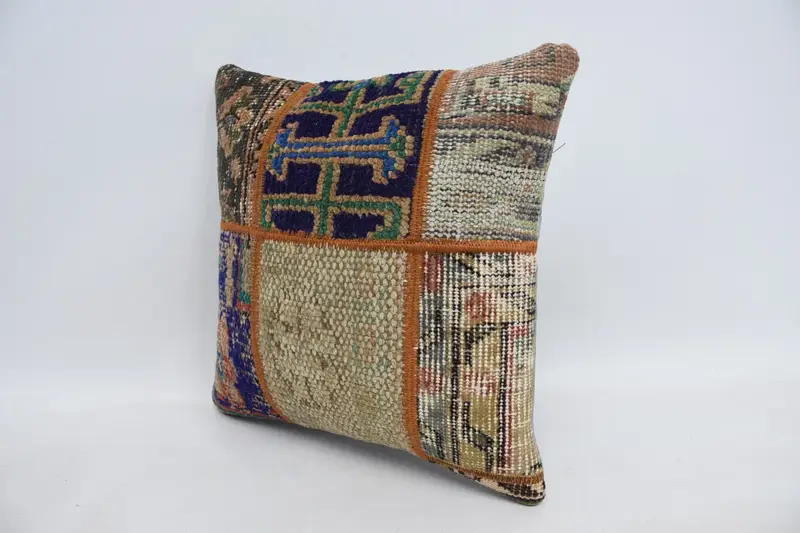 Boho Pillow Sham Cover, Pet Pillow Cover, Cushion Cover, Boho Pillow, Gift Pillow, 16x16 Blue Cushion, Comfy Throw Cushion, Tribal Pillow Sham - 4