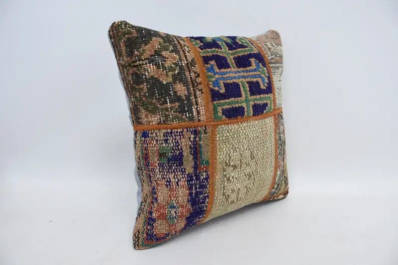 Boho Pillow Sham Cover, Pet Pillow Cover, Cushion Cover, Boho Pillow, Gift Pillow, 16x16 Blue Cushion, Comfy Throw Cushion, Tribal Pillow Sham - 3