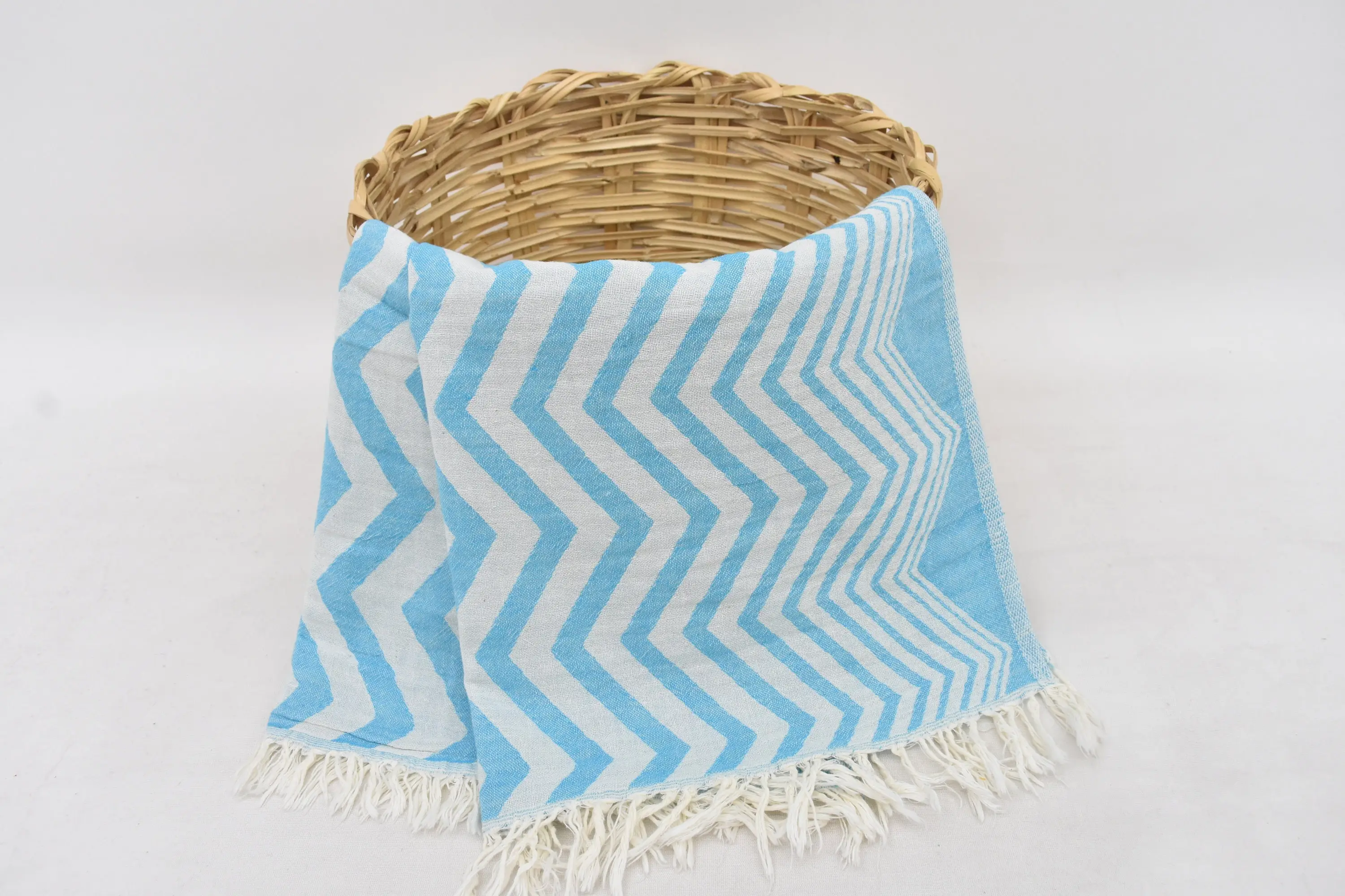 Monogram Hand Towel Turquoise Zigzag Design Kitchen Towel, 40x24 Inches - 1