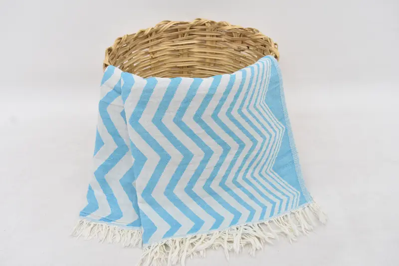 Monogram Hand Towel Turquoise Zigzag Design Kitchen Towel, 40x24 Inches