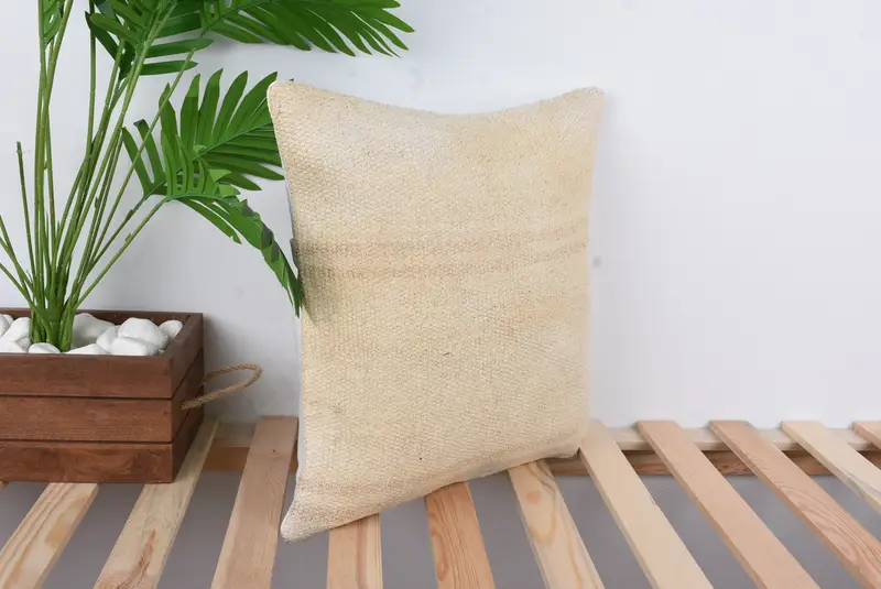 Cubierta de almohada, cubierta de almohada beige 16x16, cojín de kilim hecho a mano, almohada de kilim turco, caja de cojín de silla, almohada para el sofá - 4