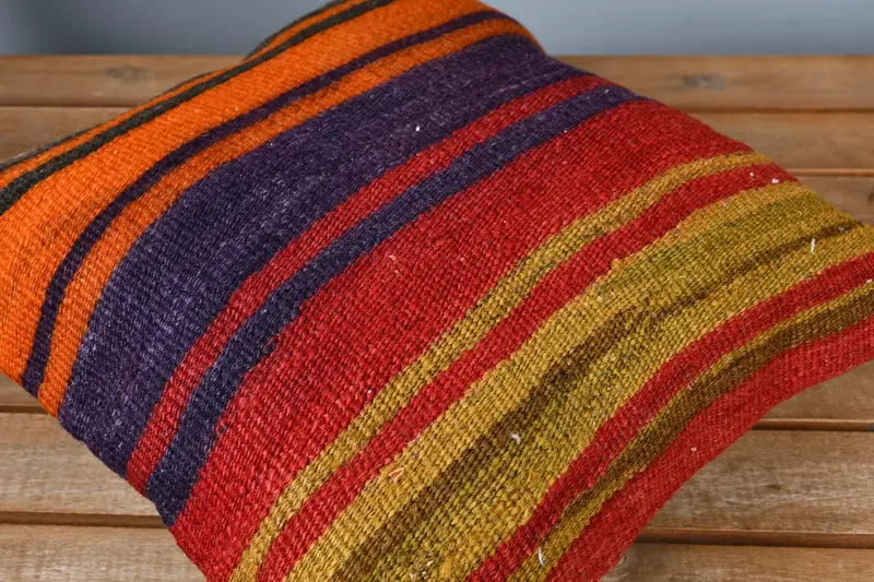 Vintage Kilim Pillow, Gift Pillow, Bohemian Cushion Pillow Cover, Boho Chic Pillow Cover, Kilim Pillow Cover, 14x14 Red Pillow, Pillow - 3