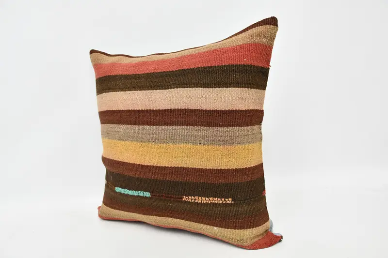 Vintage Kilim Throw Pillow, Turkish Pillow, 20x20 Orange Pillow Sham, Pillow Case, Throw Kilim Pillow, Bolster Cushion - 4