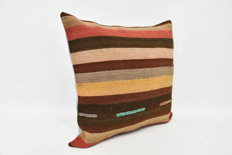 Vintage Kilim Throw Pillow, Turkish Pillow, 20x20 Orange Pillow Sham, Pillow Case, Throw Kilim Pillow, Bolster Cushion - 3