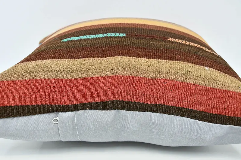 Vintage Kilim Throw Pillow, Turkish Pillow, 20x20 Orange Pillow Sham, Pillow Case, Throw Kilim Pillow, Bolster Cushion - 6